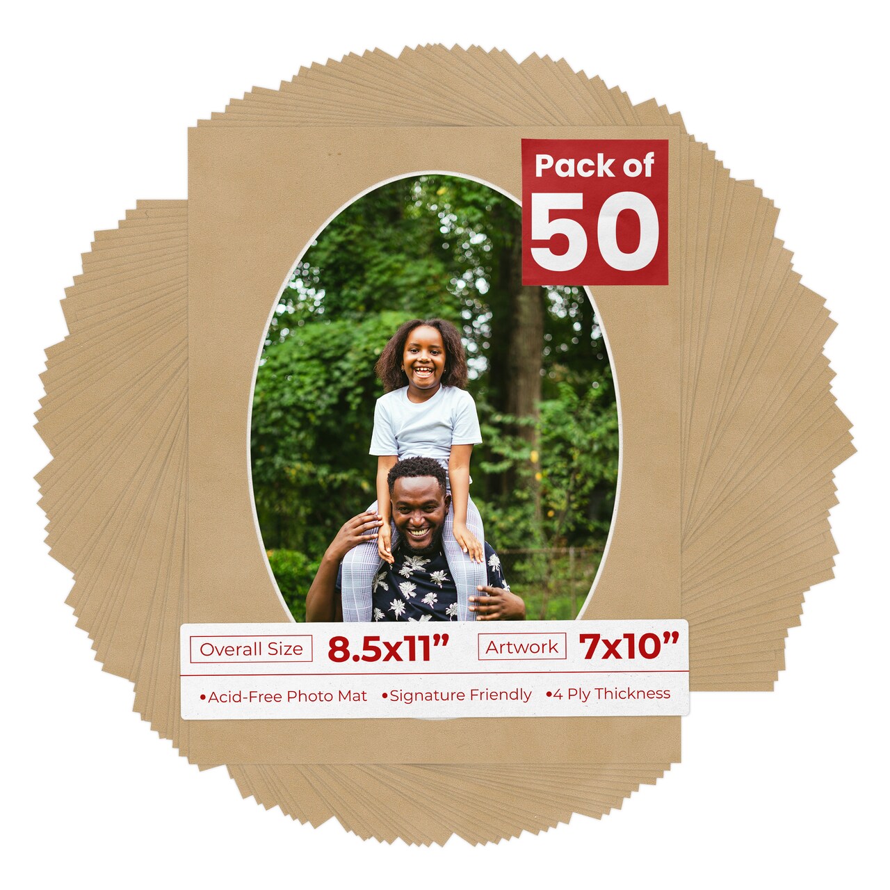 Beige Suede Mat Board for 8.5x11 Frames - Oval Opening for 7x10 Photos